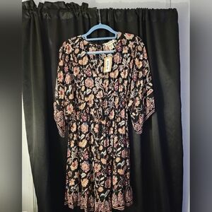 New, black,‎ floral, maternity, kimono dress